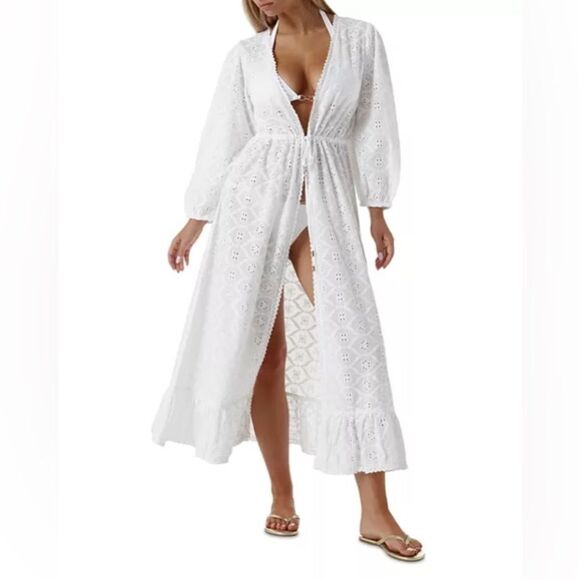 Melissa Odabash Other - Melissa Odabash Avery Cotton Kaftan Swim Cover-Up in White, NWT, Size M